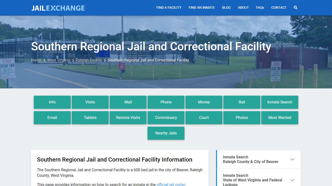 Southern Regional Jail and Correctional Facility, WV Inmate Search ...